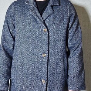 Old Navy Womens XL Tall Navy Herringbone Car Coat Jacket